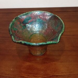 Sandra Nakamura Signed Iridescent Studio Pottery Bowl - 8" x 5"